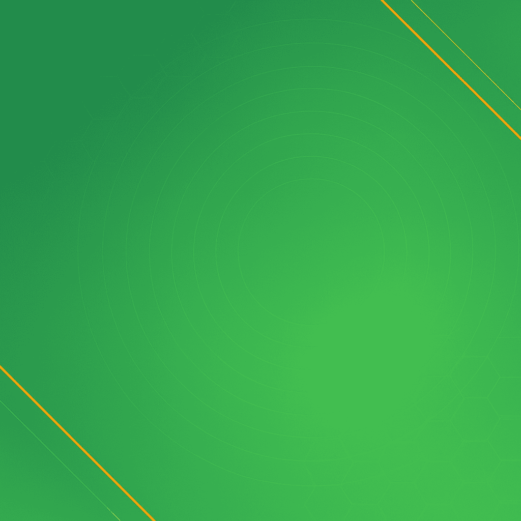 Green background with subtle hexagonal patterns, faint concentric circles in the center, and two diagonal orange lines crossing the top right and bottom left corners.
