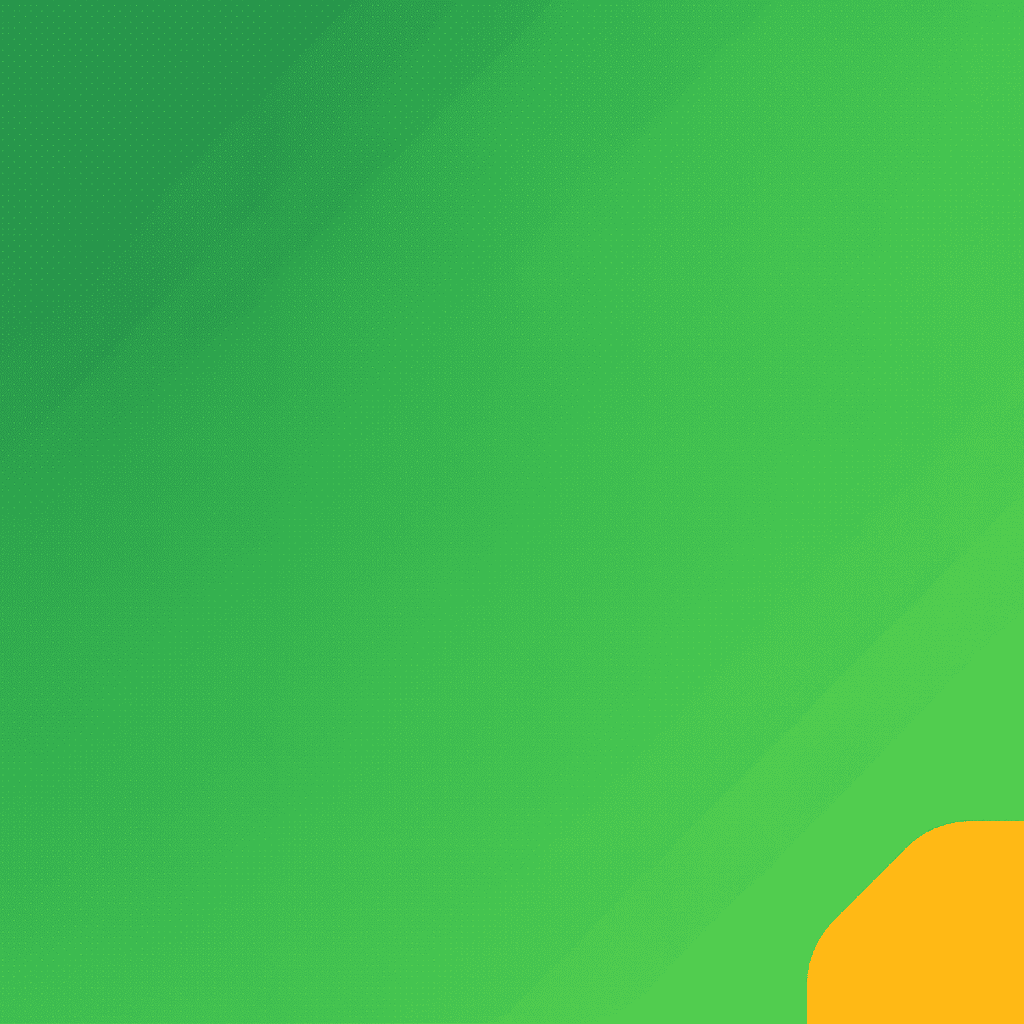 A green background with subtle diagonal lines and a small yellow rounded shape in the bottom right corner.
