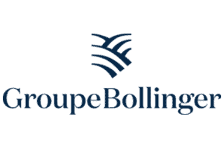 Groupe Bollinger logo with stylized blue lines and company name.