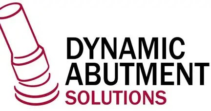 Logo with a stylized red dental abutment graphic on the left and the text "Dynamic Abutment Solutions" in bold black and red letters on the right.