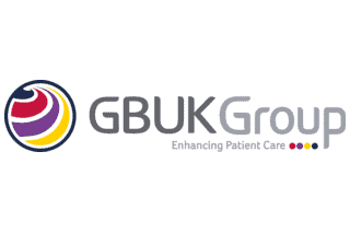 GBUK Group logo with tagline "Enhancing Patient Care" on a white background.