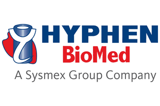 HYPHEN BioMed logo with stethoscope icon and company name on white background.